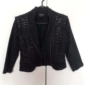 Topshop Denim Jacket with Leather Details